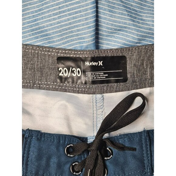 Hurley Mens Blue Striped Boardshorts Size 20X30 Swim Swimwear Trunks - Picture 3 of 3